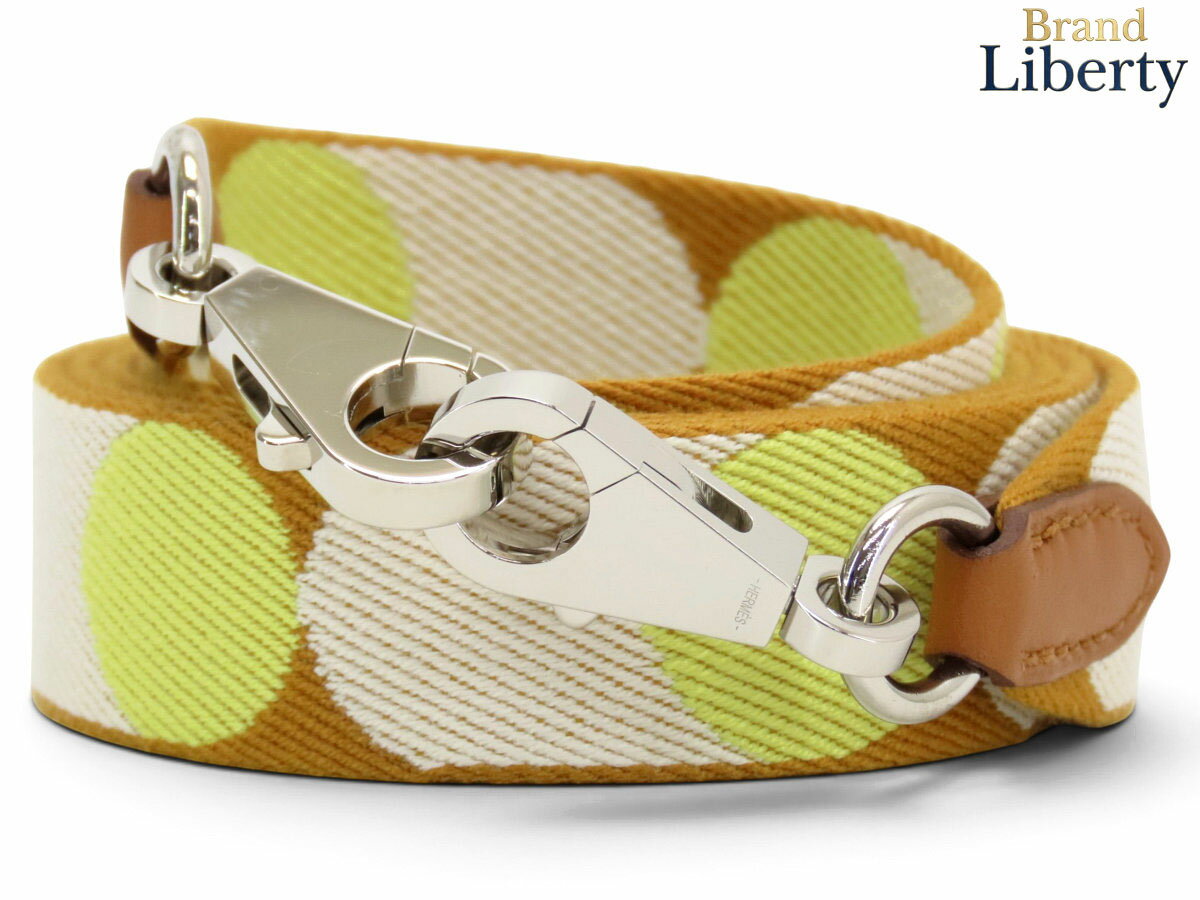 エルメス HERMES バンドリエール サングル フリッパーボール 25mm ショルダーストラップ 調節不可 セサミ ライトブラウン ナタ オフホワイト ジョーヌプッサン イエロー ゴールド ブラウン シルバー金具 トワル スイフト Z刻　