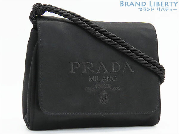 【超美品】プラダ　PRADA　ヴィンテージ　サテン　ミニ ショルダーバッグ　ショルダーポーチ　ポシェット　ブラック　【中古】