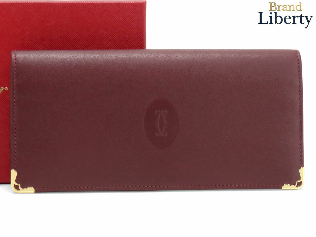 CARTIER - 【未使用】カルティエ Cartier マストドゥカルティエ インターナショナル ウォレット 二つ折り長財布 ボルドー カーフレザー L3000466　【中古】