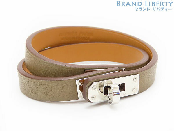 【新品同様】エルメス　HERMES　ミニ ケリー ドゥブルトゥール　ダブルコイル　2連 ブレスレット　エトゥープ ベージュ エトープ　H081182CK18T2　Z刻印　【中古】のサムネイル