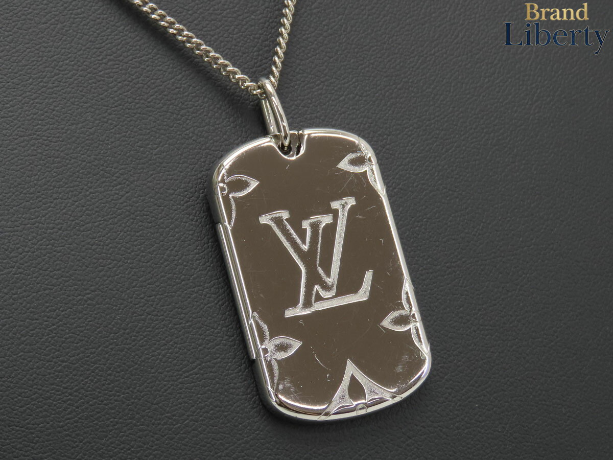 Rakuten - 【美品】ルイヴィトン LOUIS VUITTON ロケットネックレス モノグラム ドッグタグ ロケットペンダント ネックレス チョーカー シルバー M62484　【中古】
