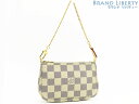 【未使用】ルイヴィトン LOUIS VUITTON ダミエアズール ミニ ポシェット アクセソワール アクセサリーポーチ ハンドポーチ ホワイト N58010 ...
