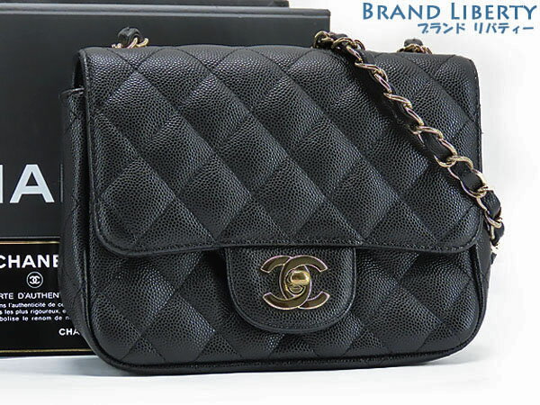 【レア美品】シャネル　CHANEL　ミニマトラッセ　キャビアスキン　ミニ フラップ バッグ　チェーンショルダーバッグ　ポーチ　ポシェット　ブラック ゴールド金具　グレインドカーフスキン　A35200　【中古】