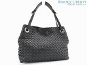 【美品】ボッテガ ヴェネタ　BOTTEGA VENETA　イントレチャート　スモール ガルダバッグ　ショルダートートバッグ　ハンドバック　ブラック　ラムレザー　405071 590734　【中古】