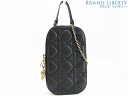 【外超美品】クリスチャン ディオール Christian Dior レディディオール カナージュ 2WAY フォンケース フォンホルダー チェーンショルダーポーチ ミニハンドバッグ ブラック ゴールド金具 S0872ONMJ_M900 【中古】