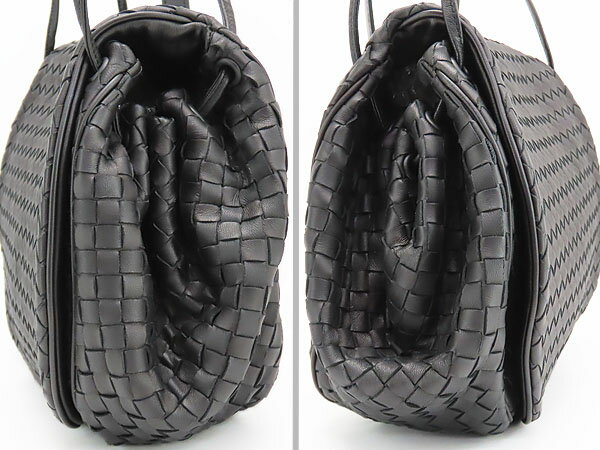 【ほぼ新品】ボッテガ ヴェネタ　BOTTEGA VENETA　イントレチャート　斜め掛け ショルダーバッグ　メッセンジャーバッグ　ブラック　ラムレザー　245342　【中古】