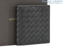【未使用】ボッテガ ヴェネタ BOTTEGA VENETA イントレチャート Wホック 二つ折り カードケース パスケース 名刺入れ ブラック ラムレザー 390881 【中古】