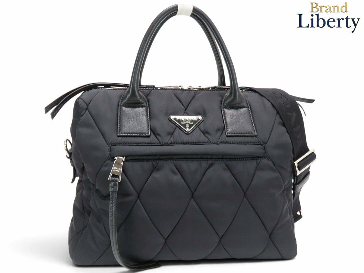 Rakuten - 【新品同様】プラダ PRADA ニューテスート ボンバー キルティング 2WAY ハンドバッグ トートバッグ ショルダーバッグ NERO ブラック ナイロン レザー 1BB024　【中古】