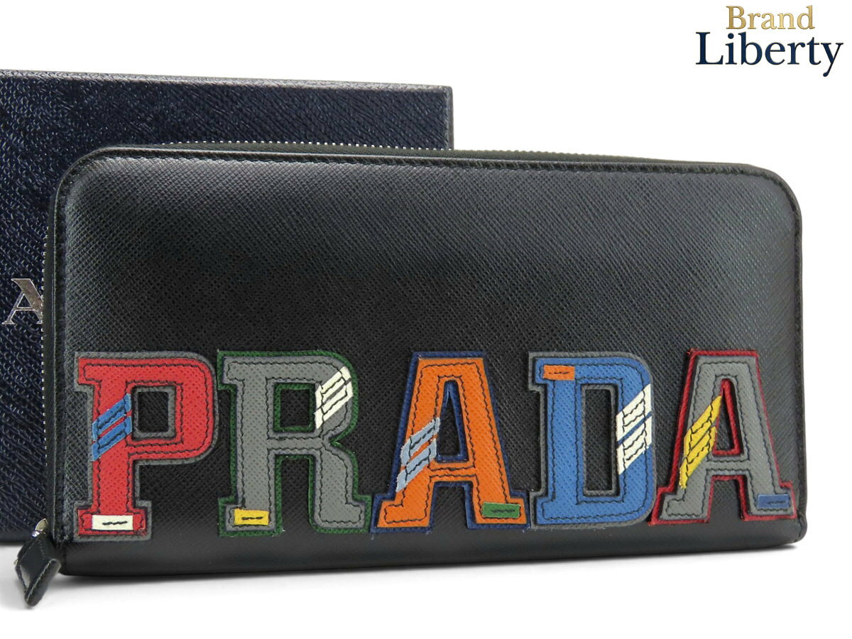 PRADA レアカラー　マルチカラー　ブラック　メタルロゴ　長財布 楽天市場】プラダ マルチカラー 財布の通販
