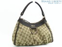 【新品同様】グッチ GUCCI GGキャンバス アビー セミショルダーバッグ ワンショルダーバッグ ホーボーバッグ ハンドバッグ ベージュ ダークブラウン GGキャンバス レザー 190525 【中古】(4)