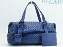 【超美品】ボッテガ ヴェネタ BOTTEGA VENETA イントレチャート モンテーニュ ミニボストンバッグ ハンドバッグ ショルダーバッグ ネイビーブルー ...