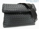 【レア超美品】ボッテガ ヴェネタ　BOTTEGA VENETA　イントレチャート　ミディアム クロスボディバッグ　斜め掛けショルダーバッグ　メッセンジャーバッグ　ブラック　651836　【中古】