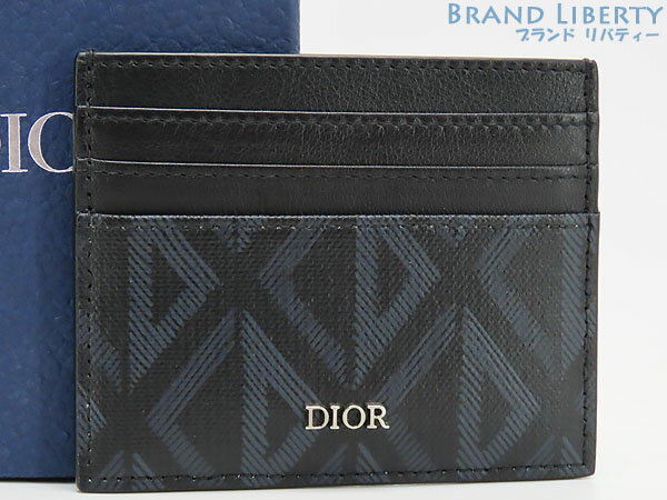 【新品同様】クリスチャン ディオール Christian Dior CD ダイヤモンド カードホルダー カードケース パスケース 名刺入れ ブラック 2ESCH135DCO 【中古】