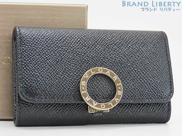 【ほぼ新品】ブルガリ BVLGARI ブルガリブルガリ ロゴクリップ 6連キーケース キーリング キーホルダー グレインカーフレザー ブラック ゴールド金具 39341 【中古】