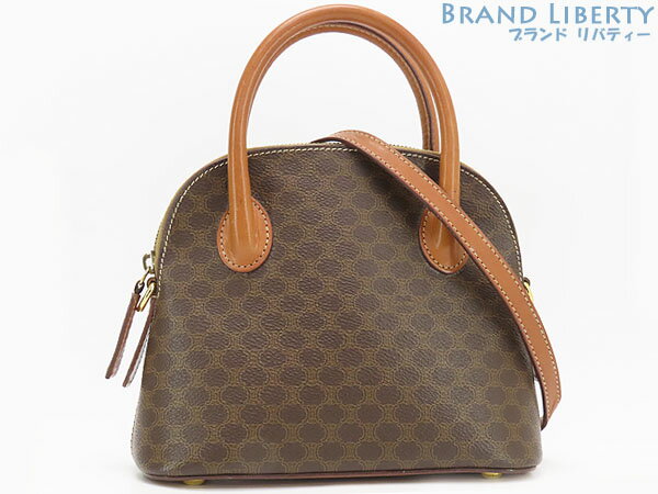 乐天商城 - 【美品】セリーヌ　CELINE　ヴィンテージ　マカダム　2WAY ミニ ハンドバッグ　ショルダーバッグ　ポシェット　ブラウン ダークブラウン　PVC レザー　【中古】