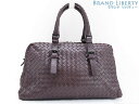 【美品】ボッテガ ヴェネタ　BOTTEGA VENETA　イントレチャート　プリュッセ　ミニボストンバッグ　ハンドバッグ　ダークパープル　ライトカーフレザー　283363　【中古】