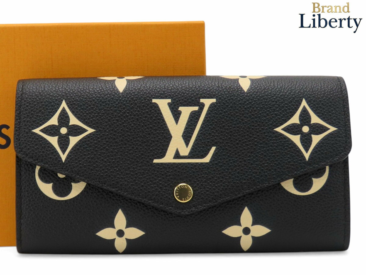 乐天商城 - 【未使用】ルイヴィトン LOUIS VUITTON バイカラー モノグラム アンプラント ポルトフォイユ サラ 二つ折り長財布 ブラック ベージュ アンプラントレザー M80496　【中古】