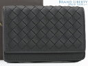 【新古品】ボッテガ ヴェネタ BOTTEGA VENETA イントレチャート カードケース 名刺入れ パスケース ブラック ラムレザー 133945 【中古】