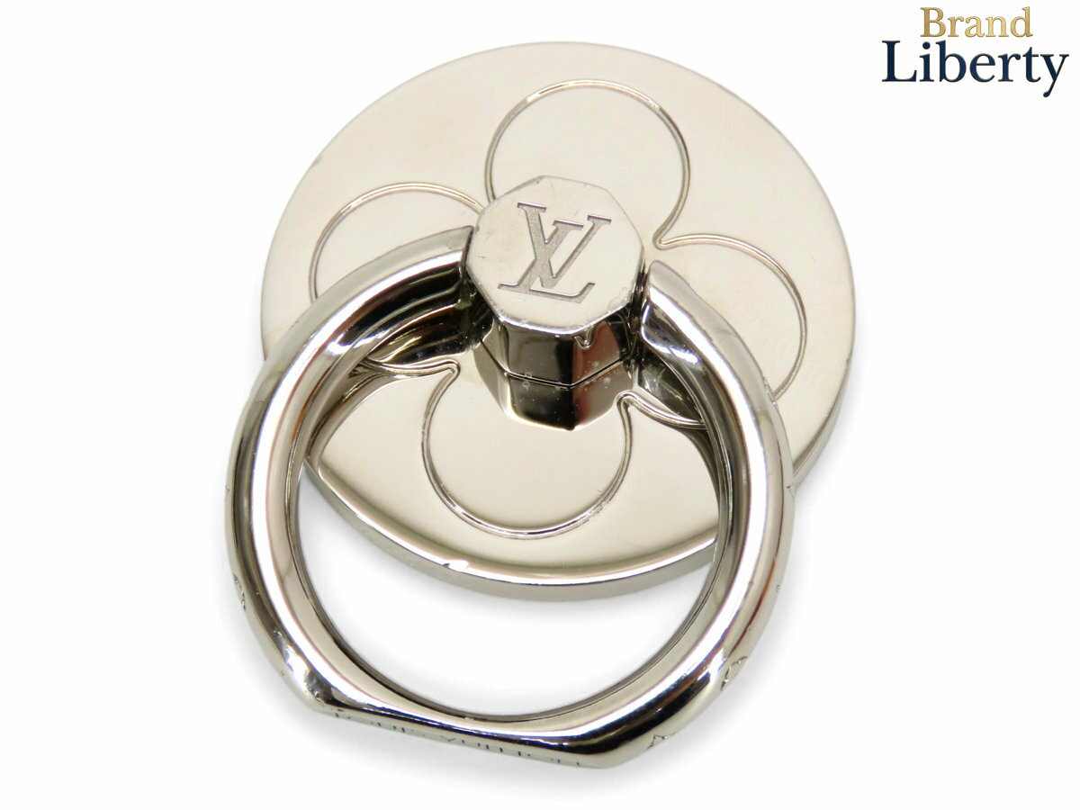 【レア美品】ルイヴィトン LOUIS VUITTON フォンリング フラワー スマホリング ホールドリング iPhone スマートフォン 携帯 アクセサリー シルバー M00312　【中古】