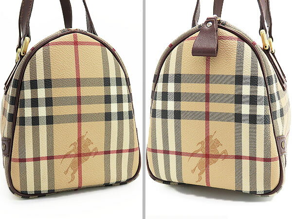 美品 バーバリー BURBERRY ヘイマーケットチェック ミニ ボストンバッグ ハンドバッグ ベージュ ダークブラウン PVC b-liberty-10037087 Brand Liberty サンプル画像3