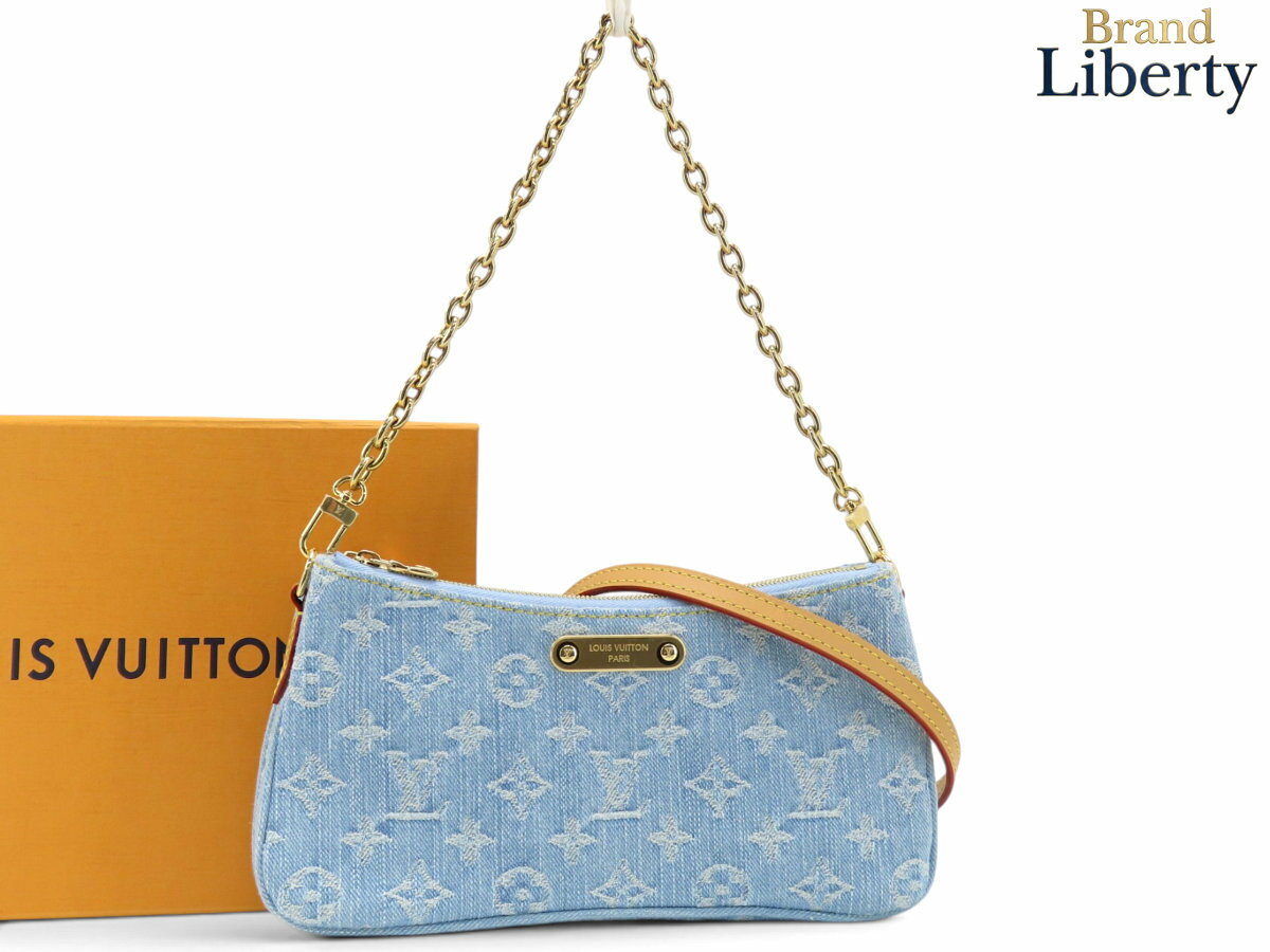 Rakuten - 【激レア未使用】ルイヴィトン LOUIS VUITTON モノグラム デニム ポシェット リヴ 2WAY ショルダーバッグ ワンショルダーバッグ ハンドバッグ ポシェット クラッチバッグ スカイブルー デニム レザー M83532　【中古】