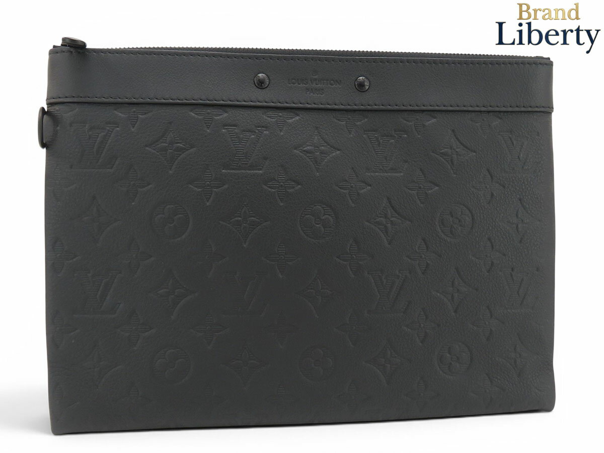 吉 - 【未使用】ルイヴィトン LOUIS VUITTON モノグラム シャドウ ポシェット トゥ ゴー ドキュメントケース クラッチバッグ セカンドバッグ ハンドバッグ ポーチ ブラック ブラック金具 カーフレザー M81570　【中古】