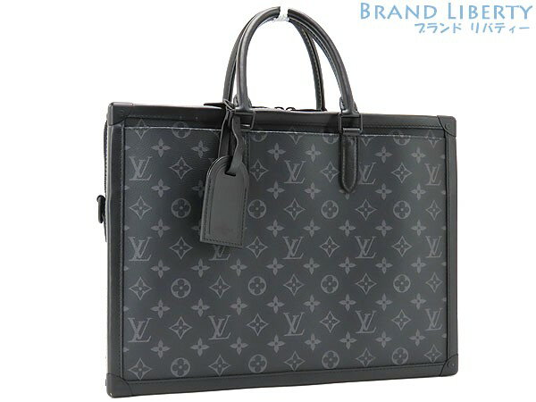 【レア美品】ルイヴィトン　LOUIS VUITTON　モノグラム エクリプス　ソフトトランク　ブリーフケース　ビジネスバッグ　書類かばん　ブラック　カーフレザー　M44952　【中古】