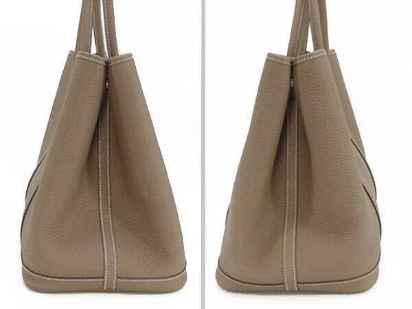 【新品同様】エルメス　HERMES　ガーデンパーティPM　トートバック　ハンドバッグ　エトゥープ ベージュ　ネゴンダ　B刻印　【中古】