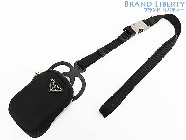 【美品】プラダ　PRADA　ナイロン　スマートフォンホルダー ネックストラップ　スマートフォン iPhone ケース　ショルダーポーチ　ブラック　2ZT007 1ZT016　【中古】
