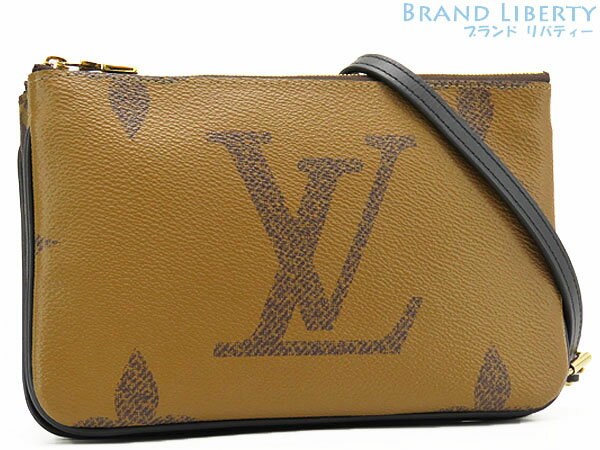 【新品同様】ルイヴィトン　LOUIS VUITTON　モノグラム ジャイアント リバース　ポシェット ドゥーブル ジップ　2WAY クラッチバッグ　ショルダーバッグ　ブラウン ダークブラウン　M69203　【中古】