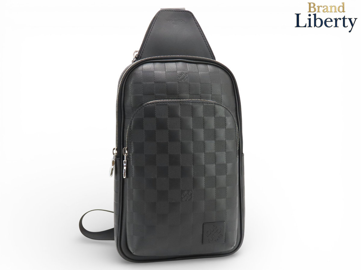 乐天商城 - 【美品】ルイヴィトン　LOUIS VUITTON　ダミエ アンフィニ　アヴェニュー スリングバッグ　ボディバッグ　バムバッグ　ショルダーバッグ　オニキス ブラック　レザー　N45303　【中古】