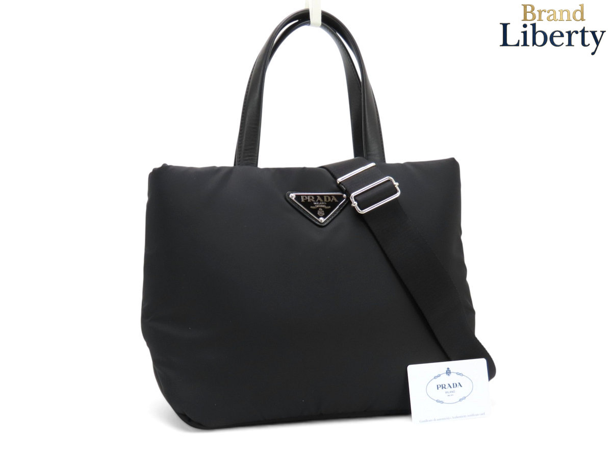 乐天商城 - 【新古品】プラダ PRADA テスート ナイロン ソフトカーフレザー 2WAY トートバッグ ハンドバッグ ショルダーバッグ NERO ブラック ナイロン カーフレザー 1BG359　【中古】