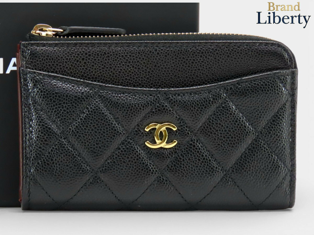 乐天商城 - 【新古品】シャネル CHANEL マトラッセ ココマーク キャビアスキン タイムレスクラシック フラグメントケース カードケース パスケース コインケース コインパース 小銭入れ コンパクト財布 ブラック ゴールド金具 グレインド シャイニー カーフスキン AP3179　【中古】