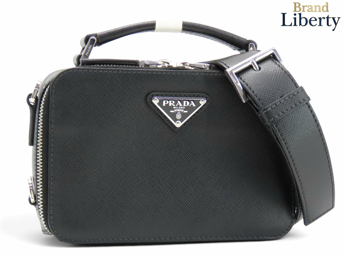 Rakuten - 【レア美品】プラダ PRADA サフィアーノ トラベル 2WAY ポーチ ポシェット ハンドバッグ 斜め掛けショルダーバッグ NERO ブラック レザー 2VH070　【中古】
