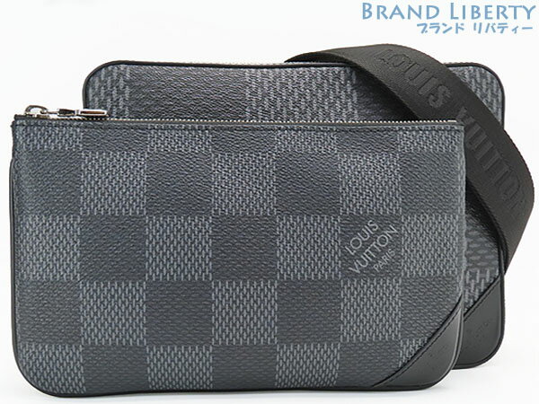 乐天商城 - 【超美品】ルイヴィトン　LOUIS VUITTON　ダミエグラフィット 3D　トリオ メッセンジャー バッグ　斜め掛け ショルダーバッグ　クラッチバッグ　セカンドバッグ　ポーチ　ブラック　N50017　【中古】