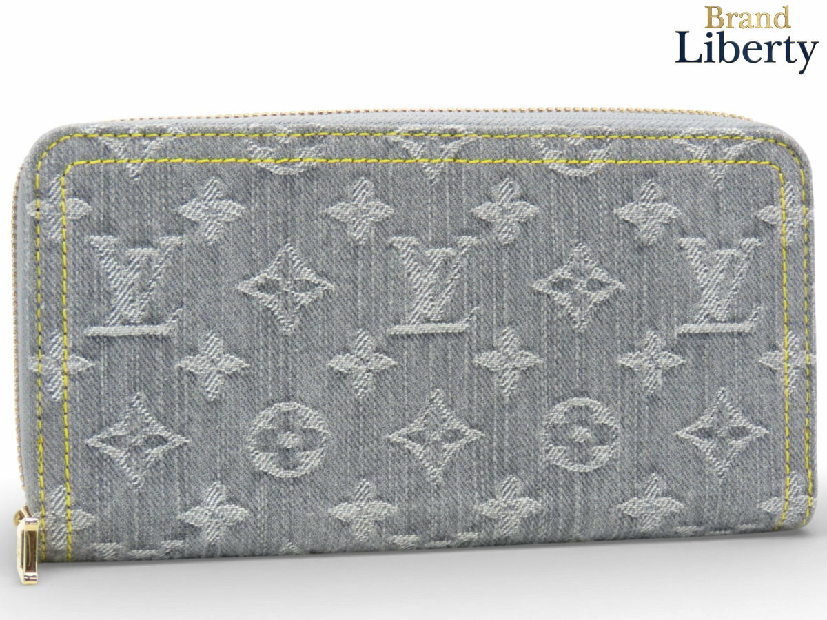 乐天商城 - 【ほぼ新品】ルイヴィトン LOUIS VUITTON モノグラムデニム ジッピーウォレット ラウンドファスナー長財布 ウォッシュドグレー デニム レザー M13214　【中古】