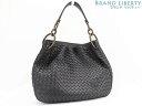 【新品同様】ボッテガ ヴェネタ　BOTTEGA VENETA　イントレチャート　チェーン ワンショルダーバッグ　ホーボーバッグ　ハンドバッグ　ブラック　ラムレザー　494119　【中古】