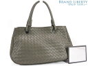 【超美品】ボッテガ ヴェネタ　BOTTEGA VENETA　イントレチャート　サッチェル　ハンドバッグ　トートバッグ　カーキグレー　カーフレザー　148323　【中古】