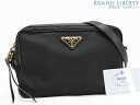 【美品】プラダ PRADA テスート トライアングル 斜め掛け ショルダーバッグ メッセンジャーバッグ ポシェット NERO ブラック ナイロン レザー 1BH...