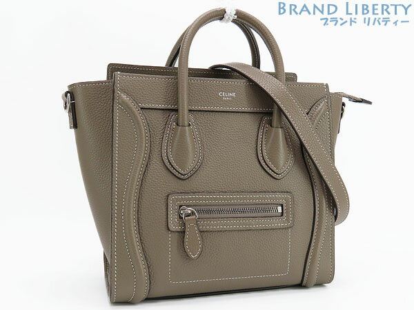 【未使用】セリーヌ　CELINE　ラゲージ ナノ　2WAY ハンドバッグ　ショルダーバッグ　トートバッグ　新ロゴ　スリ グレーベージュ　ドラムドカーフスキン　189243DRU.09SO　【中古】のサムネイル