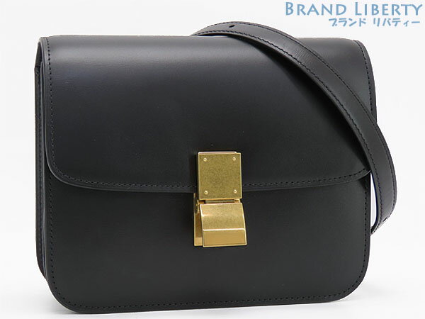 乐天商城 - 【超美品】セリーヌ　CELINE　クラシック ボックス ティーン　斜め掛け ショルダーバッグ　セミショルダーバッグ　ポシェット　新ロゴ　ブラック　カーフレザー　192523DLS.38NO　【中古】