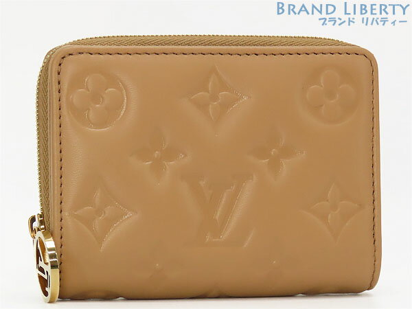 【ほぼ新品】ルイヴィトン　LOUIS VUITTON　モノグラム エンボス　ポルトフォイユ ルー　二つ折り財布　コンパクト財布　キャメル　ラムレザー　M81673　【中古】