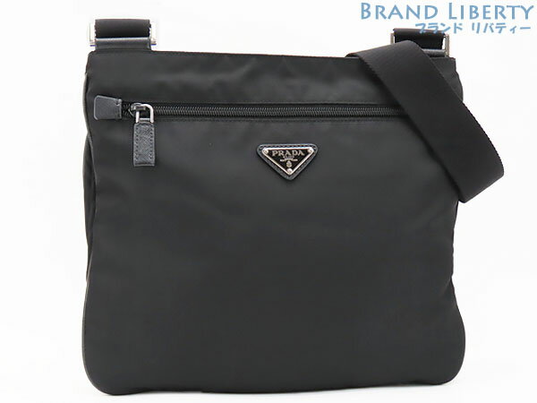 PRADA - 【美品】プラダ　PRADA　ナイロン　斜め掛け ショルダーバッグ　メッセンジャーバッグ　NERO ブラック　ナイロン レザー　VA0563　【中古】