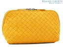 【未使用】ボッテガ ヴェネタ BOTTEGA VENETA イントレチャート ポーチ 小物入れ コスメケース 化粧入れ イエロー ラムレザー 132534 【中...