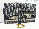 【新古品】クリスチャン ディオール　Christian Dior　オブリーク　エンブロイダリー サドル スリム ポーチ　斜めがけ ショルダーバッグ　ボディバッグ　ベルトバッグ　バムバッグ　セミショルダーバッグ　ショルダーポーチ　ポシェット　ネイビー　S5647CRIW_M928　【中古】