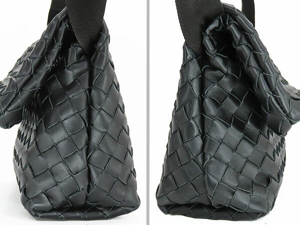 【ほぼ新品】ボッテガ ヴェネタ　BOTTEGA VENETA　イントレチャート　スモール　クロスボディバッグ 斜め掛けショルダーバッグ　メッセンジャーバッグ　ハンドバッグ　ブラック　カーフレザー　667283　【中古】