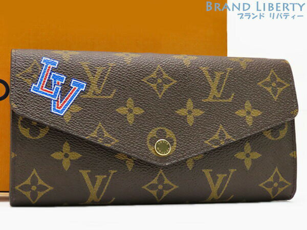 【新古品】ルイヴィトン　LOUIS VUITTON　モノグラム　ポルトフォイユ サラ　二つ折り長財布　マイLVワールドツアー　ラベル付き　カスタム　コクリコ レッド　M62236　【中古】