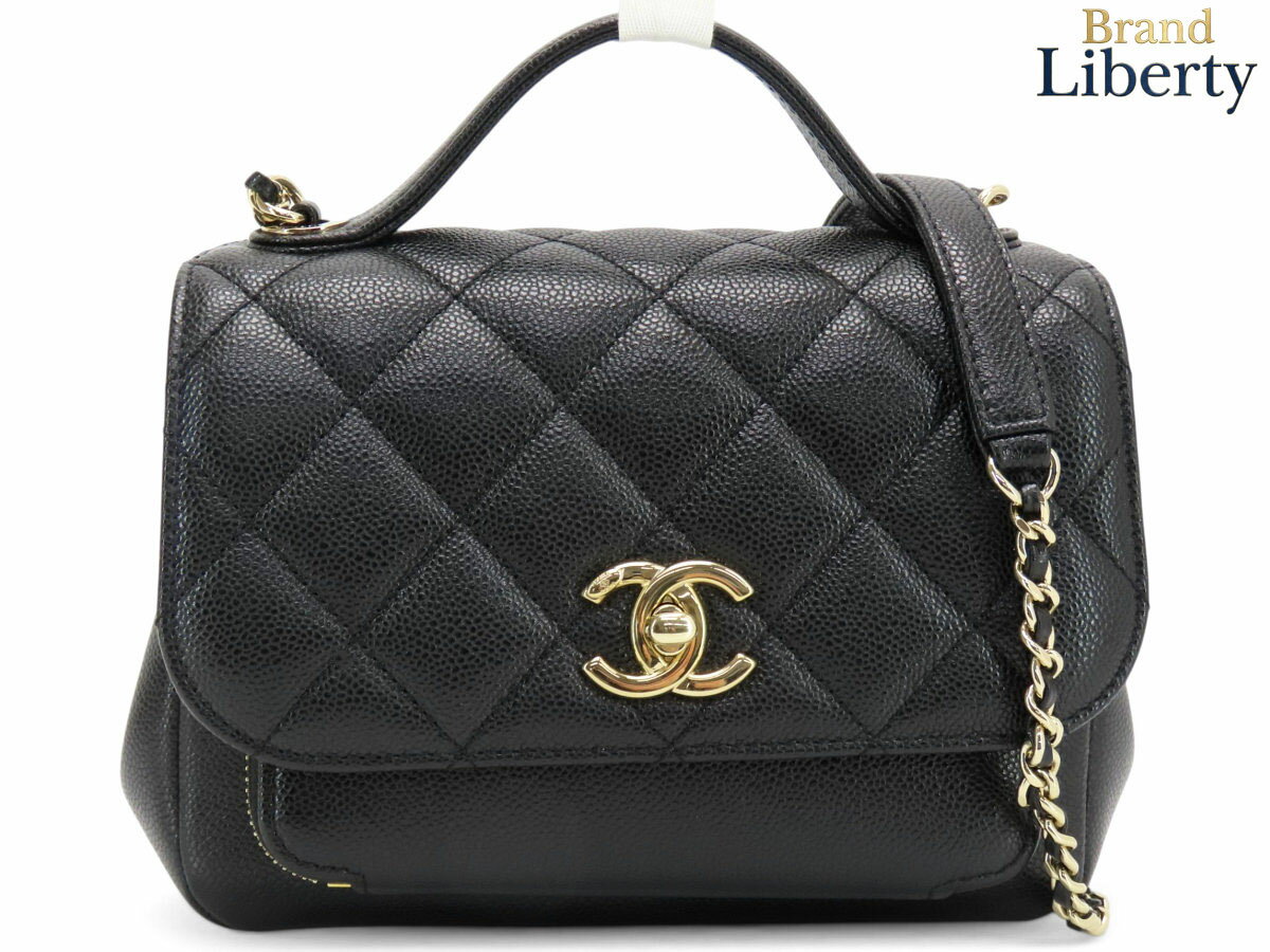 乐天商城 - 【超美品】シャネル CHANEL マトラッセ ココマーク キャビアスキン ビジネスアフィニティ スモール 2WAY トップハンドルバッグ ハンドバッグ チェーン ショルダーバッグ セミショルダーバッグ ブラック シャンパンゴールド金具 グレインドカーフスキン A93749　【中古】