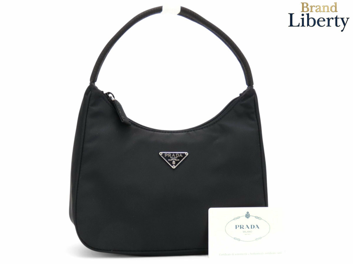 乐天商城 - 【新品同様】プラダ PRADA ナイロン ワンショルダーバッグ ホーボーバッグ ミニバッグ ハンドバッグ アクセサリーポーチ NERO ブラック ナイロン MV519　【中古】