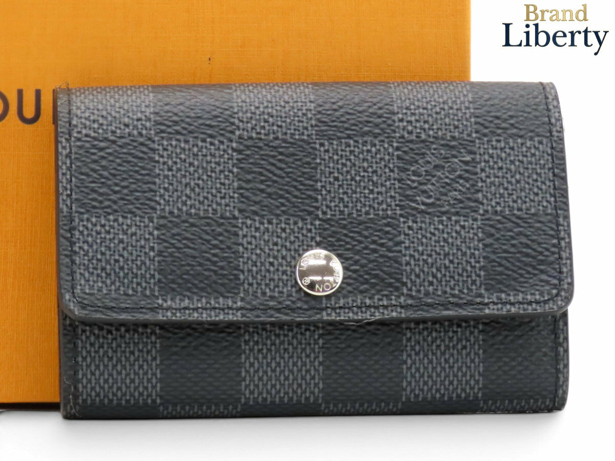 【新古品】ルイヴィトン LOUIS VUITTON ダミエグラフィット ミュルティクレ6 6連キーケース キーリング キーホルダー ブラック PVC レザー N62662　【中古】